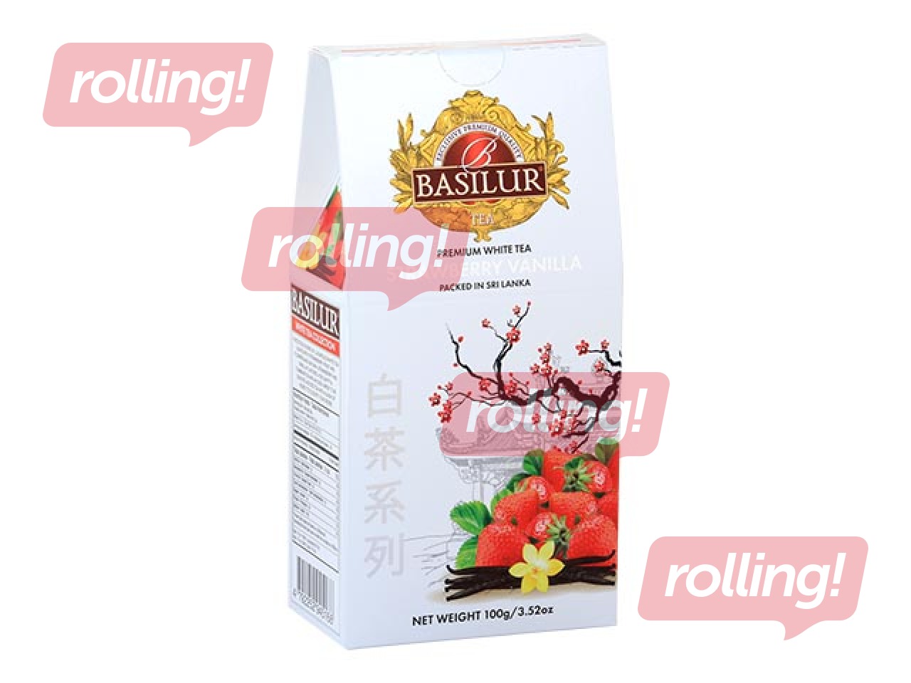 White Tea Basilur Premium Strawberry & Vanilla, 100g