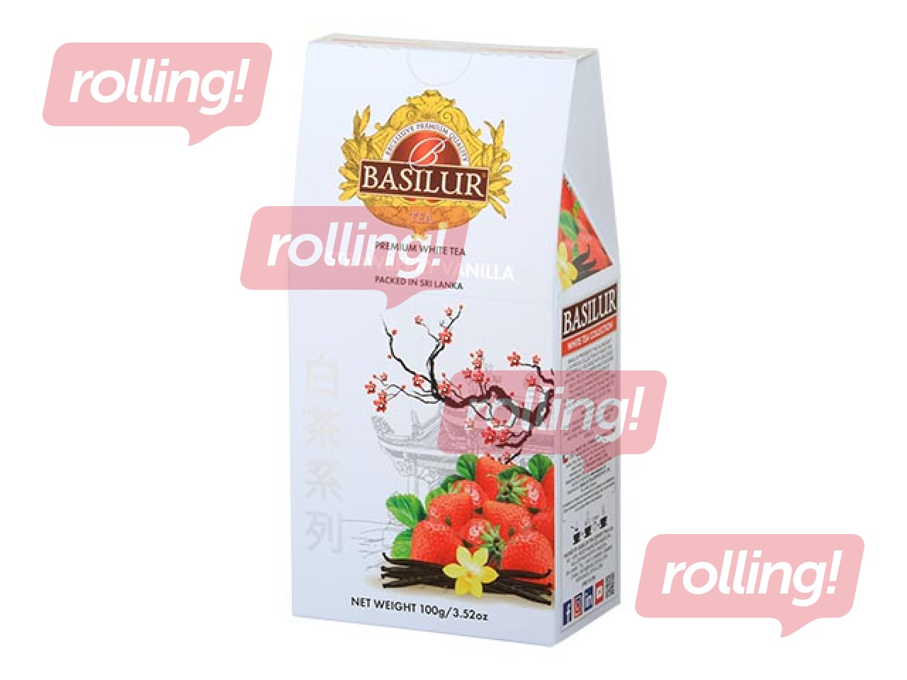 White Tea Basilur Premium Strawberry & Vanilla, 100g