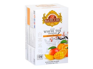 Valge tee Basilur Premium White Tea Mango & Orange, 20 pakki.