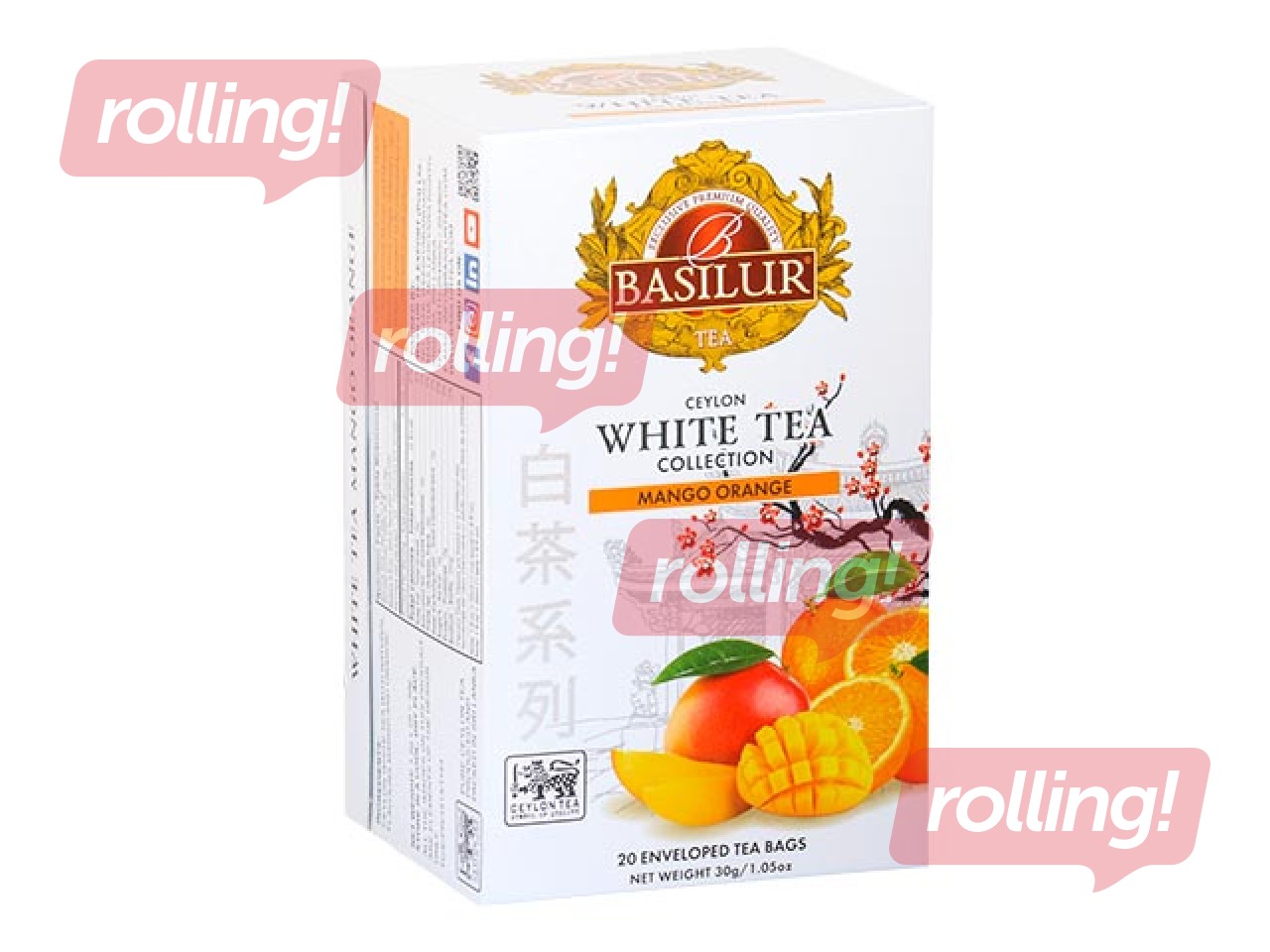 Valge tee Basilur Premium White Tea Mango & Orange, 20 pakki.