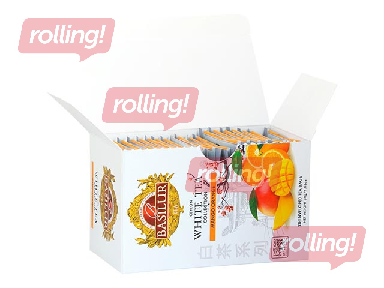 Valge tee Basilur Premium White Tea Mango & Orange, 20 pakki.