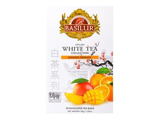 White tea Basilur Premium White Tea Mango & Orange, 20 packs.