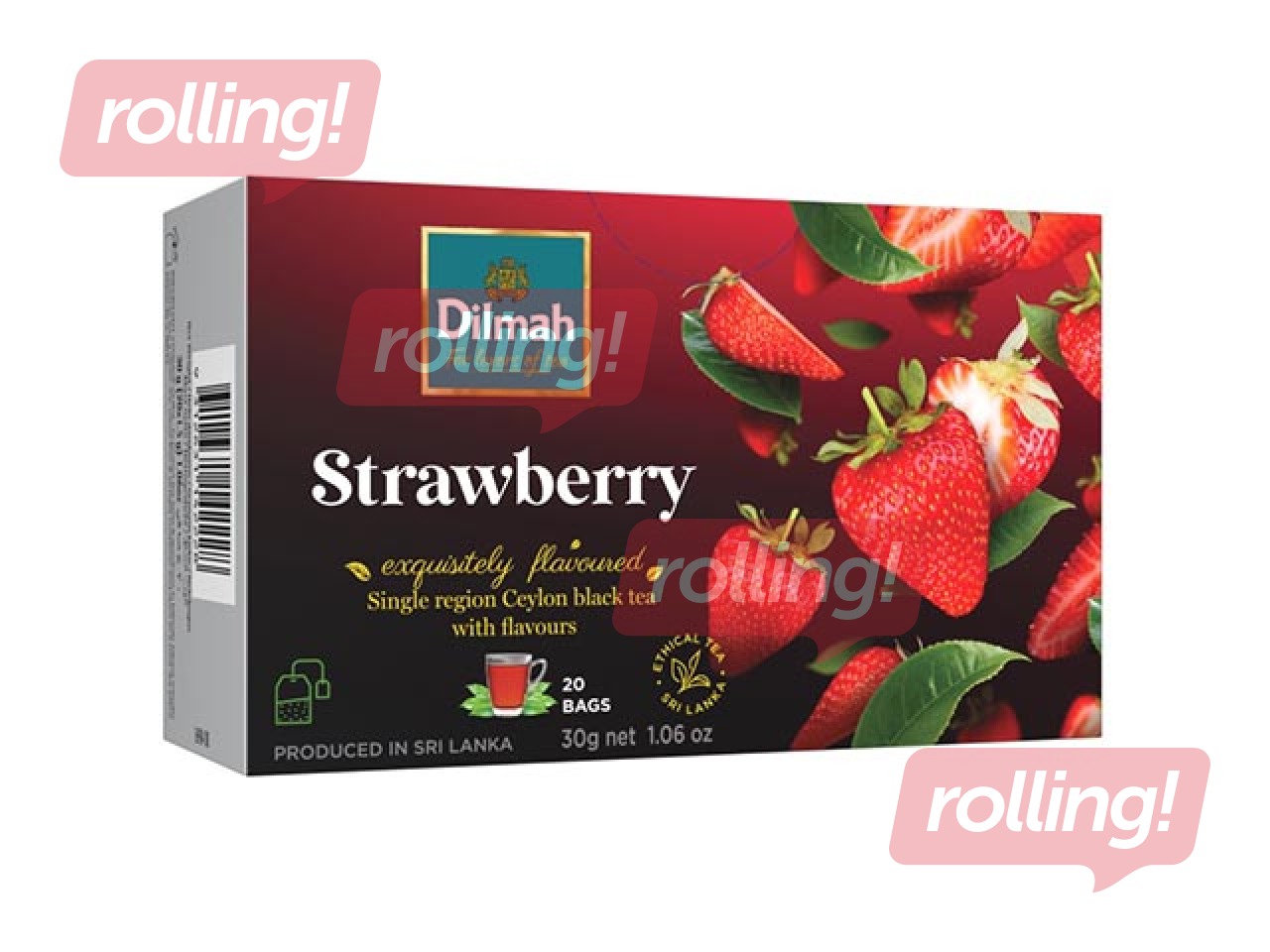 Чёрный чай со вкусом клубники, Dilmah, 20 шт.