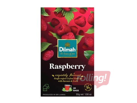 Чёрный чай с вкусом малины, Dilmah, 20 пак.