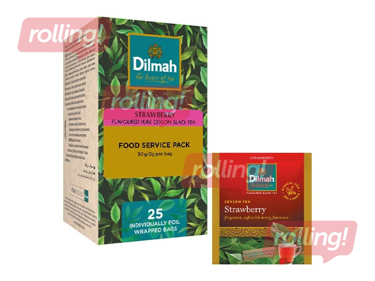 Black tea with strawberry flavor, Dilmah, 25 pcs.