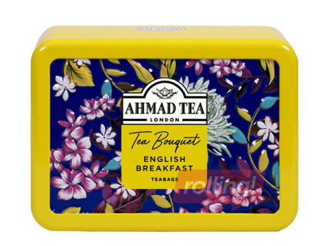 Чай Ahmad, чёрный, Tea Bouquet, English Breakfast Caddy, металлическая банка, 10 пакетиков