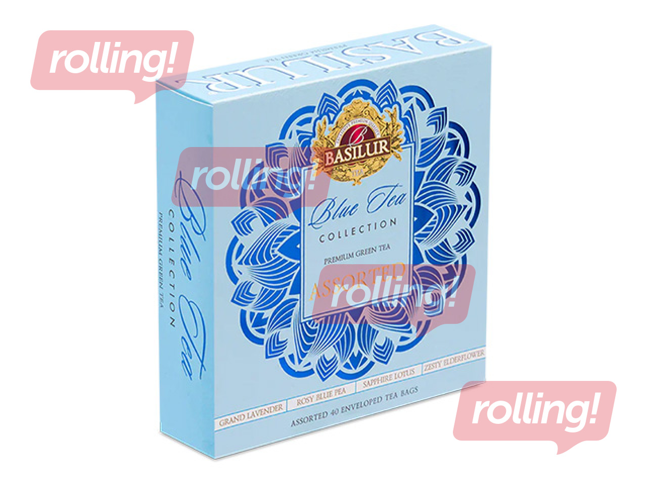 Tee Basilur, Blue Tea, rohelise tee assortii, 40 pakki