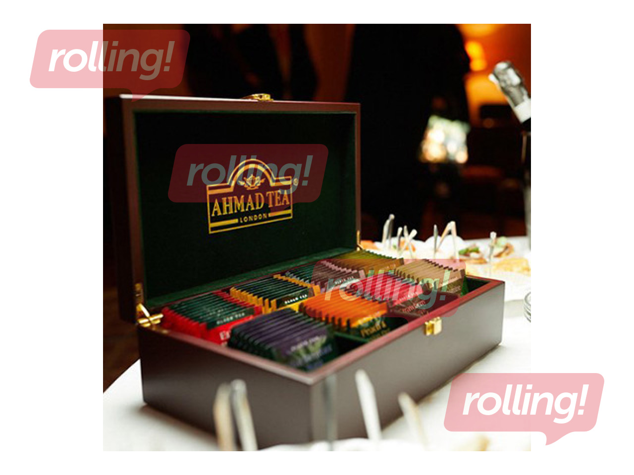 Teevalik Ahmad Tea, assortii, puidust laegas, 80 teepakki