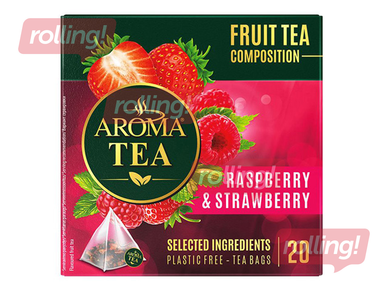 Fruit Tea Aroma Tea, Raspberry & Strawberry, 20 pcs