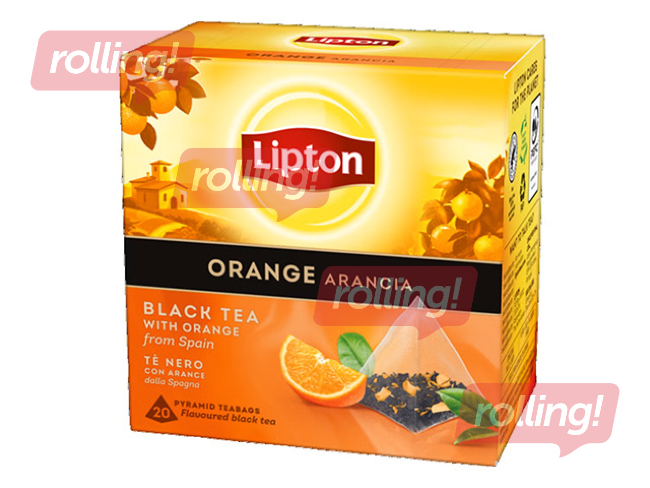 Must tee Lipton apelsiniga, püramiid, 20 tk