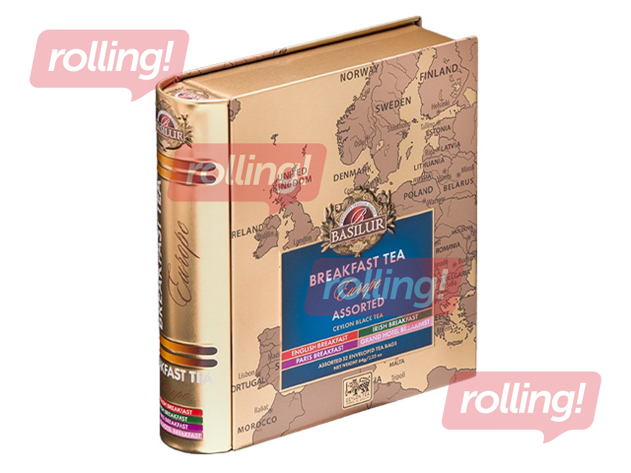 Must tee Basilur Breakfast tea collection, Euroopa, metallkarbis, 40 tk.