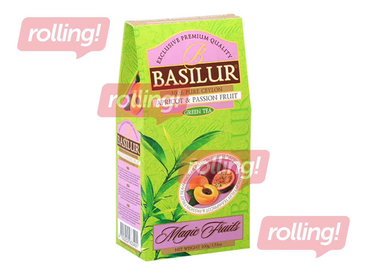 Roheline tee Basilur Magic Fruits aprikoosi ja passionivilja maitsega, 100g