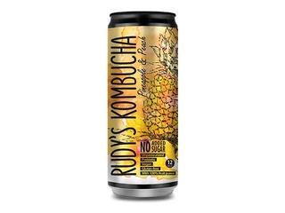 Kombuča Rudy's Kombucha, ananass un persiks, skārdene, 330ml (Taras depozīts iekļauts cenā)