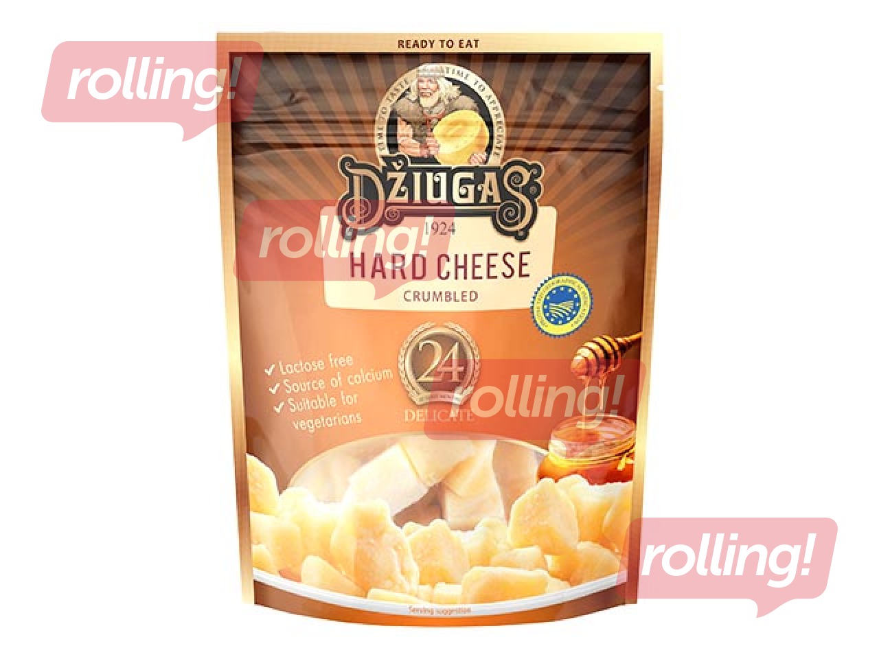 Cietais siers Džiugas Delicate drupināts 40%, 24 mēn,100 g