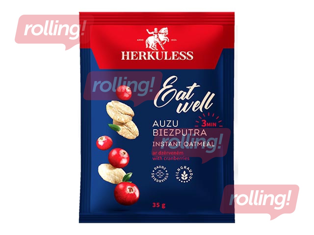 Kaerahelbepuder Herkuless, jõhvikatükkidega, 35 g