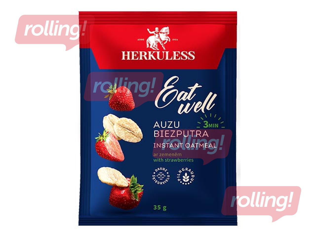 Kaerahelbepuder Herkuless, maasikatükkidega, 35g