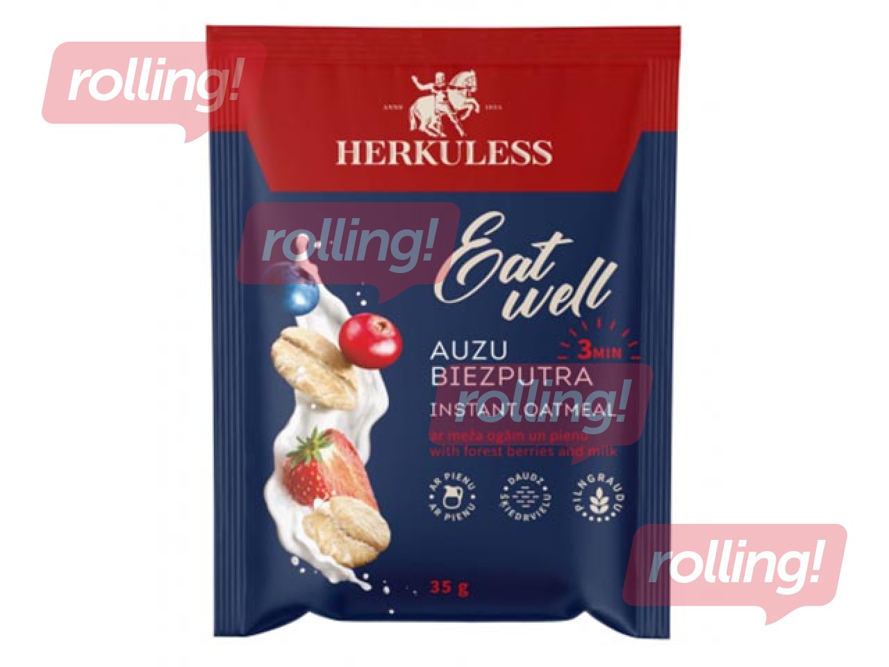 Oatmeal porridge HERKULESS, with wild berry pieces and milk, 35g