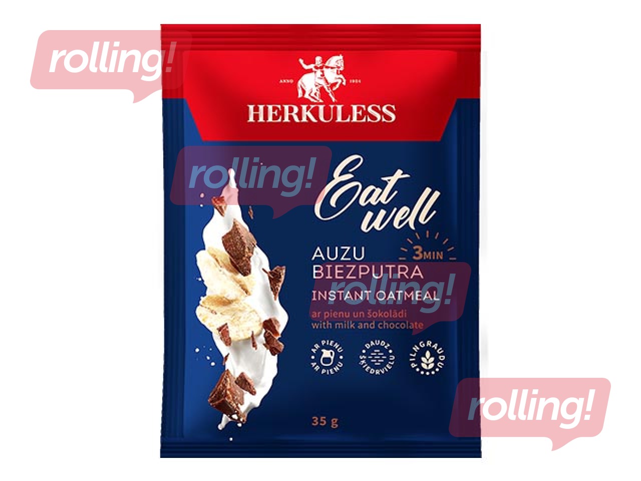 Auzu pārslu biezputra Herkuless, ar pienu un šokolādi, 35g