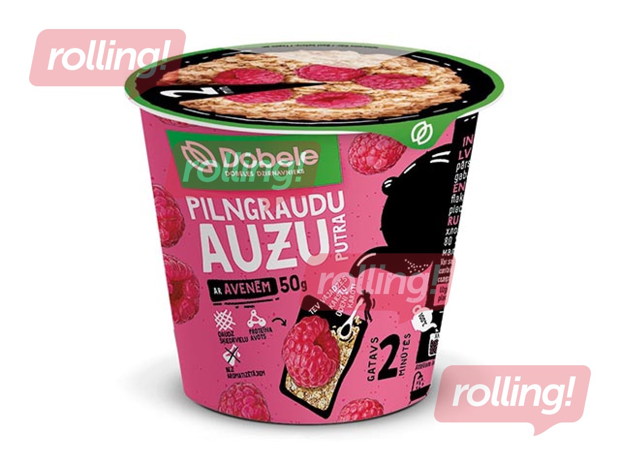 Auzu pārslu biezputra Dobele, ar avenēm, 50g