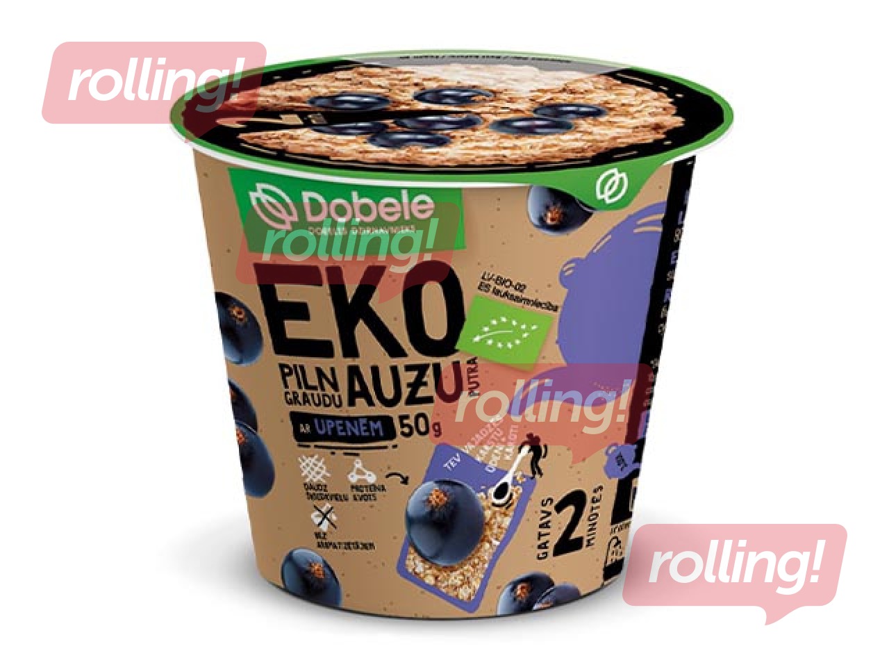 Овсяная каша Dobele, EKO, с черной смородиной, 50г