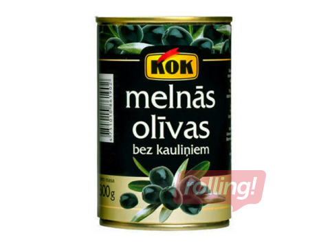 Olīvas, KOK, melnās, bez kauliņiem, 300g