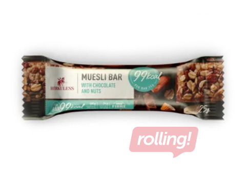 Batoniņš Herkuless Muesli Bar, riekstu ar šokolādi, 25g
