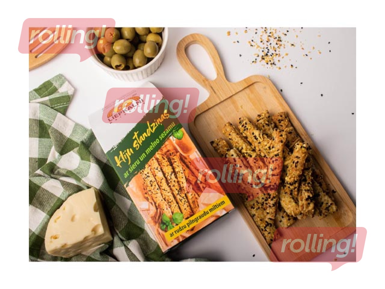 Cookies Liepkalni, bran sticks with cheese and black sesame, 100g
