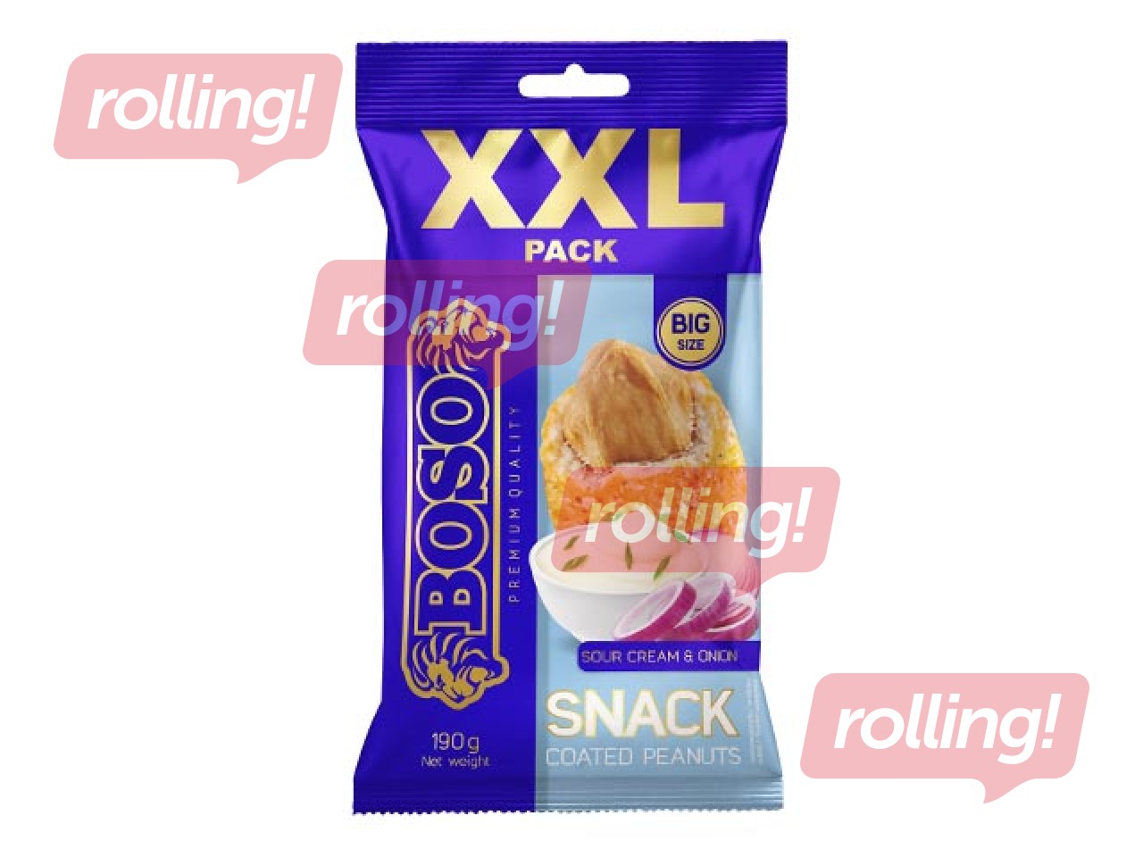 Maapähklid koorega, hapukoor ja sibul, Boso XXL, 190 g