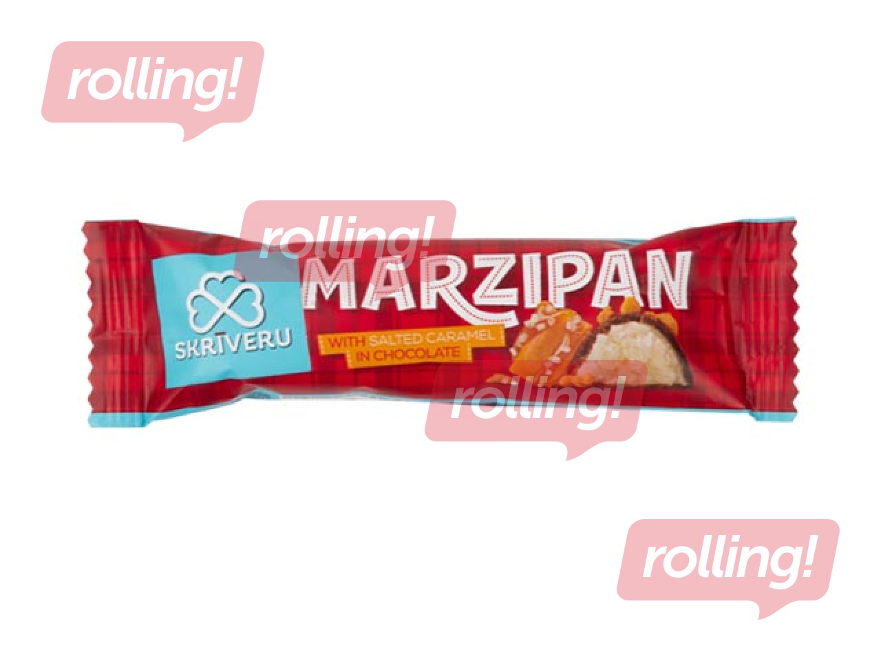 Marzipan bar in chocolate with salted caramel, Skriver, 40 g