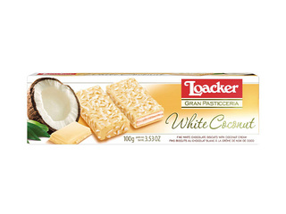 Вафли Loacker, Patisserie White Coconut, 100г