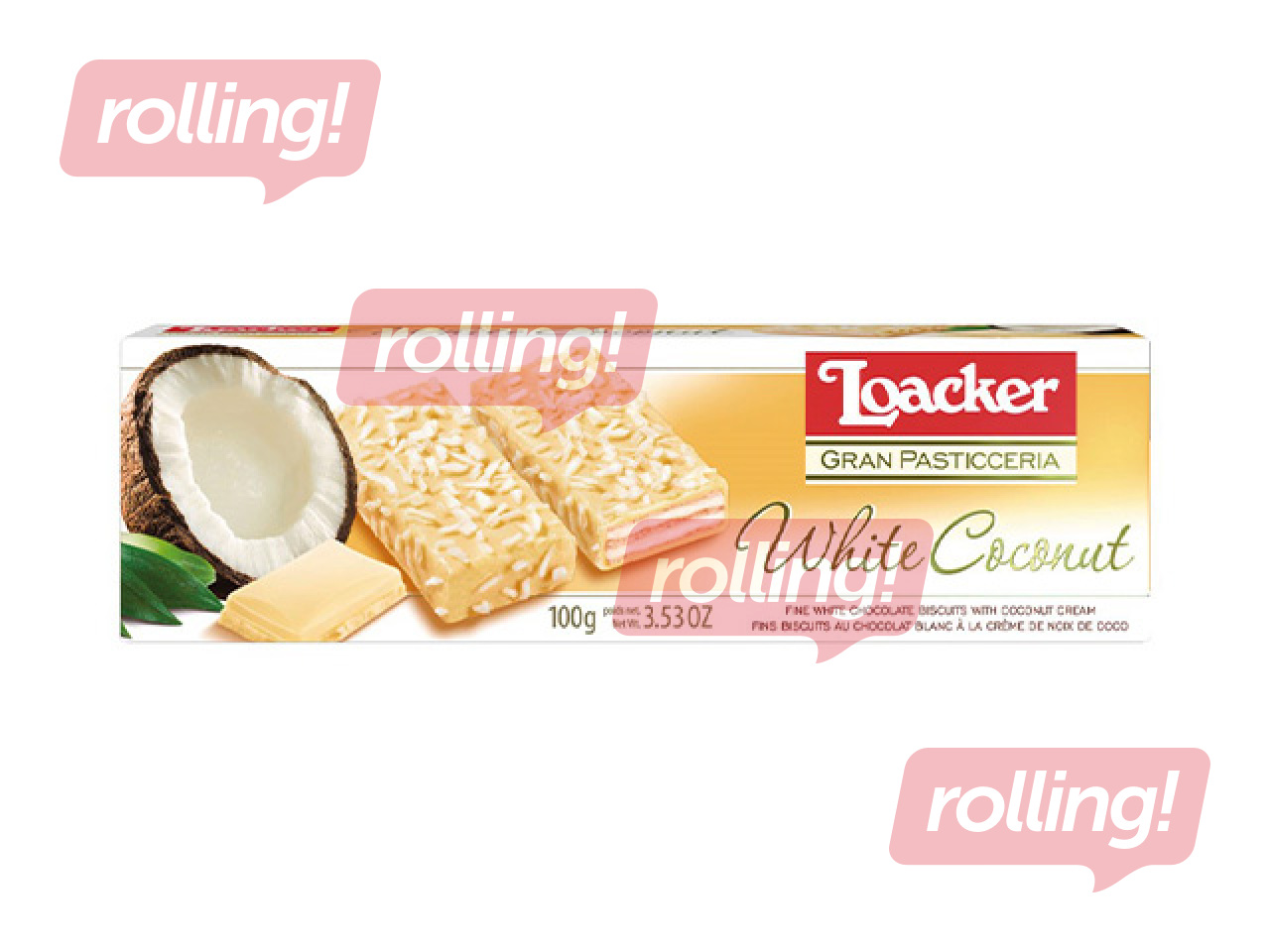 Wafers Loacker, Patisserie White Coconut, 100g