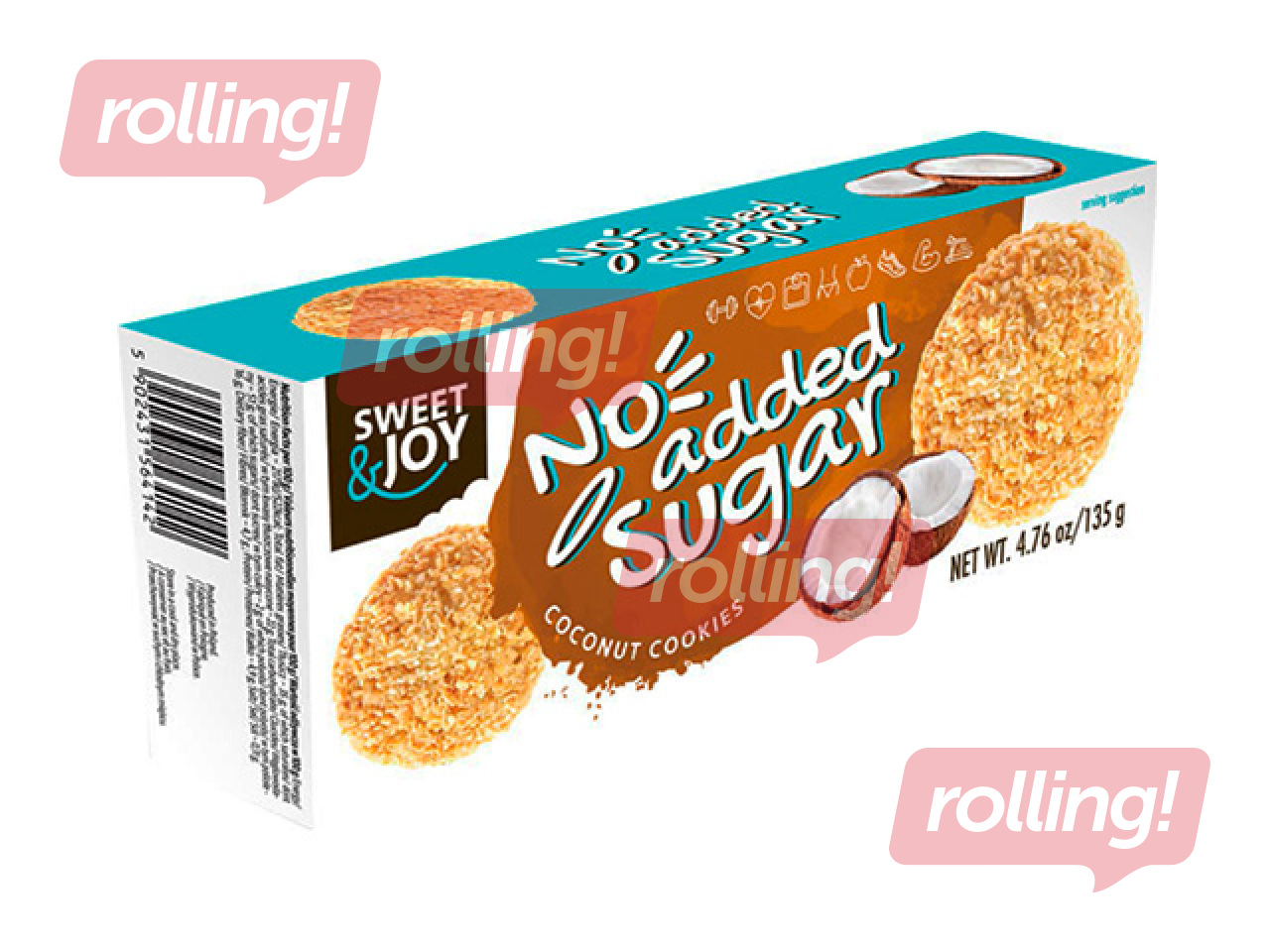 Küpsised Sweet & Joy ilma suhkruta kookoshelvestega 10% 135 g