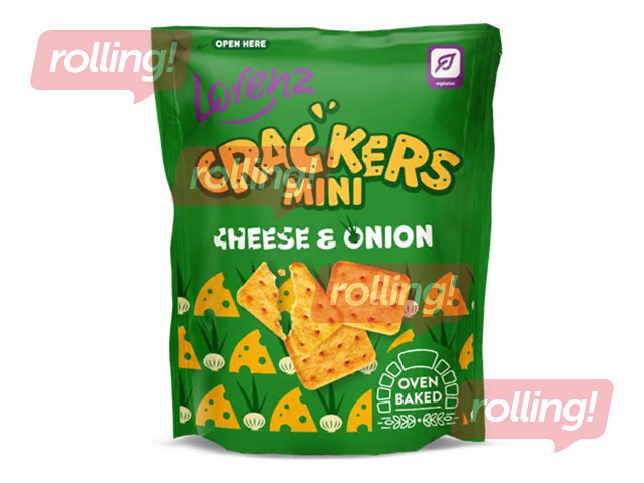 Biscuits Lorenz Mini, cheese and onion flavoured crackers, 100g