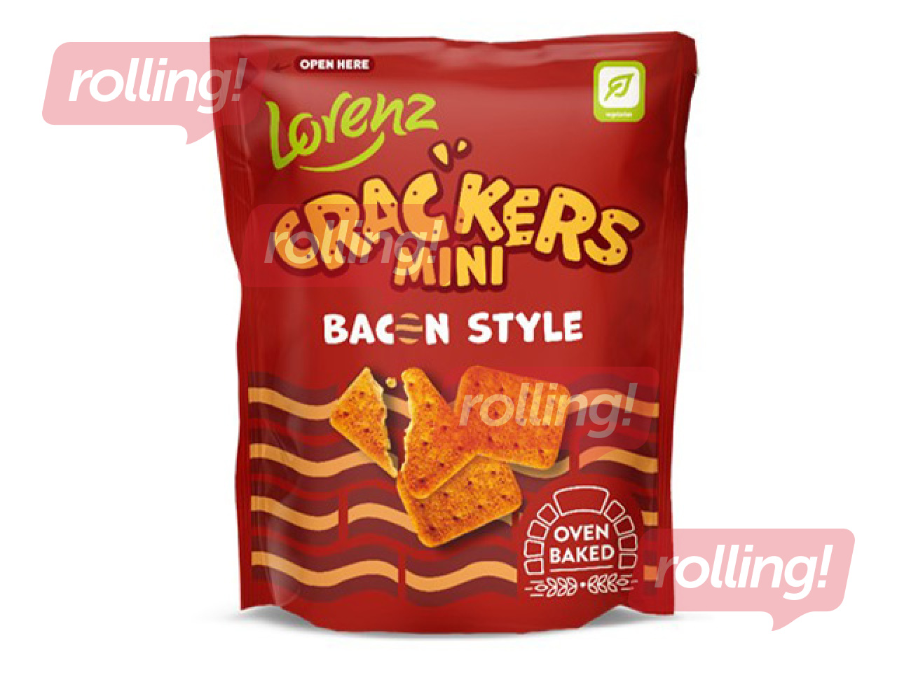 Biscuits Lorenz Mini, bacon flavoured crackers, 100g