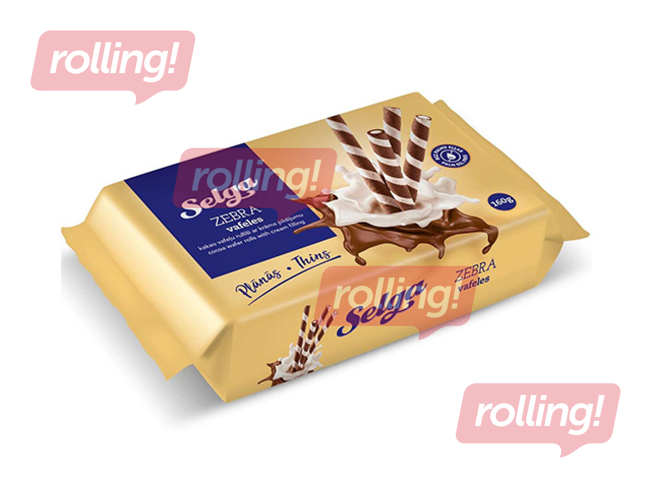 Vahvlirullid Selga, kakao, kreemitäidisega, 160g