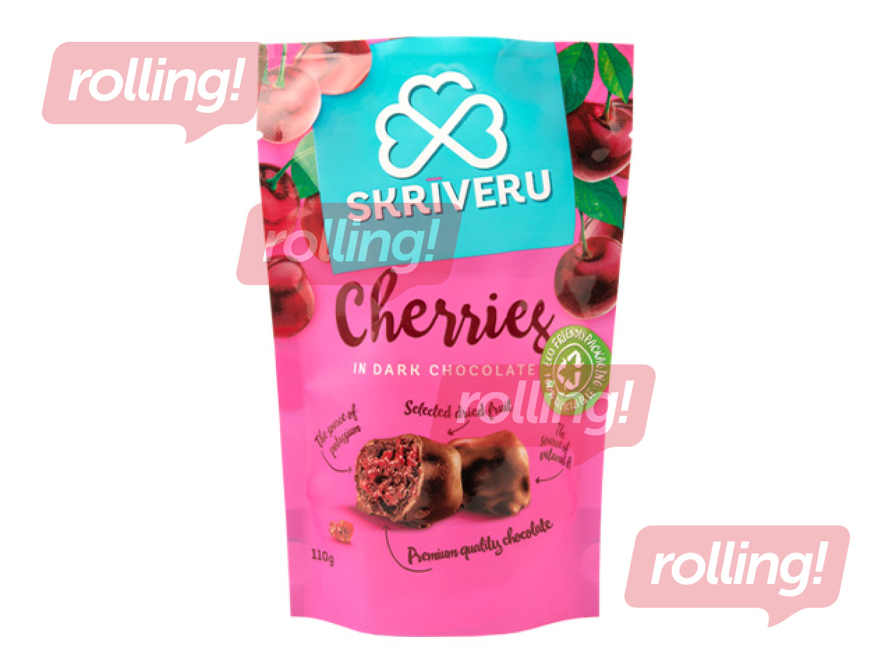 Cherries in dark chocolate, Skrīveru, 110g