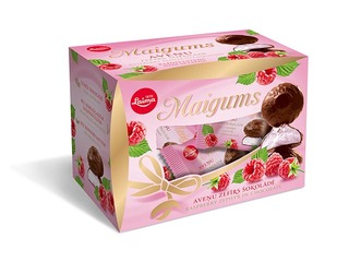 Raspberry marshmallow in chocolate in gift box, Laima, 185g