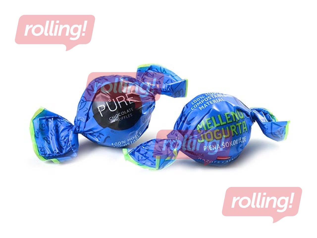Piena šokolādes trifeles Pure Chocolate ar melleņu jogurta pildījumu, 1kg