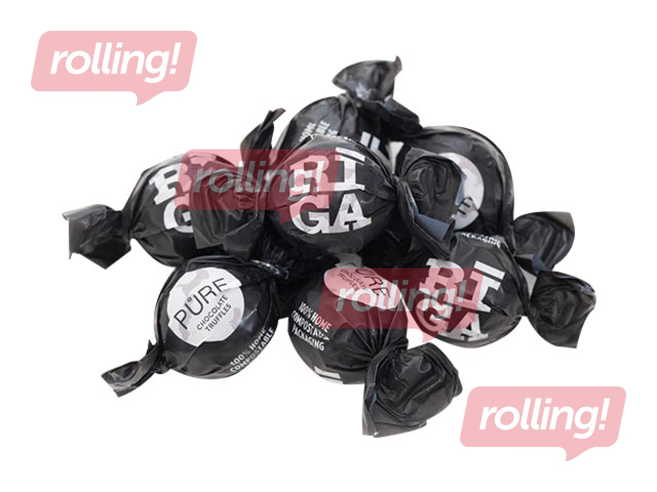 Piena šokolādes trifeles Pure Chocolate Rīga ar lazdu riekstu cepumu krēma pildījumu, 1kg