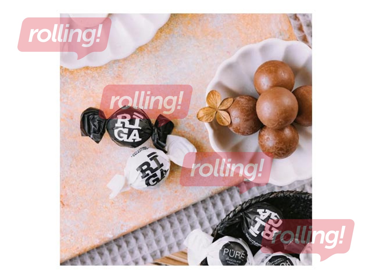 Piena šokolādes trifeles Pure Chocolate Rīga ar lazdu riekstu cepumu krēma pildījumu, 1kg