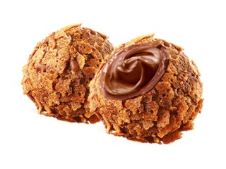 Milk chocolate truffles Pure Chocolate with caramel cream filling and waffle decoration, 600 g