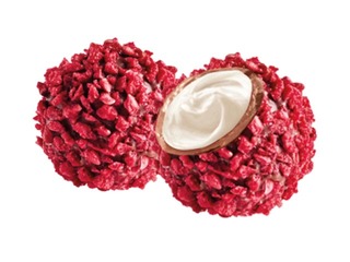 Milk chocolate truffles Pure Chocolate with cheesecake cream filling and raspberry decoration, 600 g