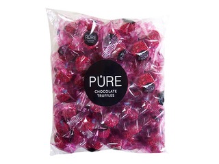 Piimašokolaadi trühvlid Pure Chocolate juustukoogikreemi täidisega ja vaarika kaunistusega, 600 g