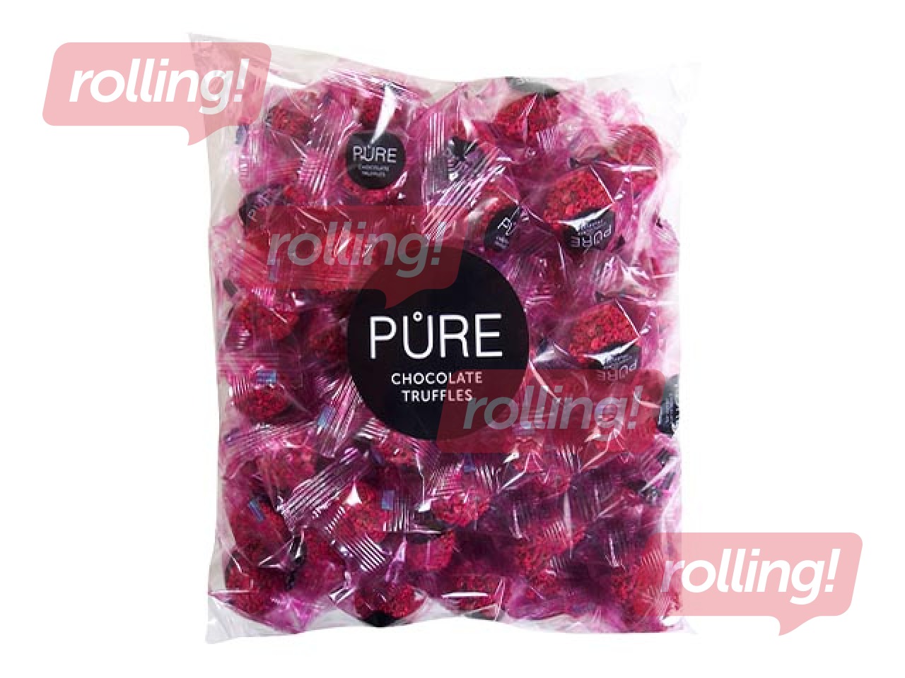 Piimašokolaadi trühvlid Pure Chocolate juustukoogikreemi täidisega ja vaarika kaunistusega, 600 g