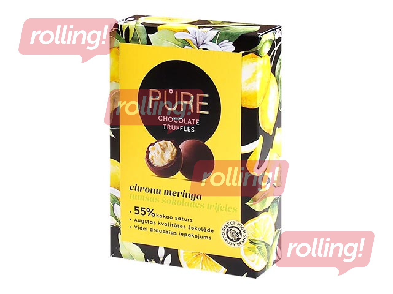 Tume šokolaadi trühvlid Pure Chocolate sidruni-beseekreemi täidisega, 148 g