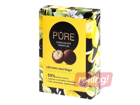 Tumšās šokolādes trifeles Pure Chocolate ar citronu meringas krēma pildījumu, 148g