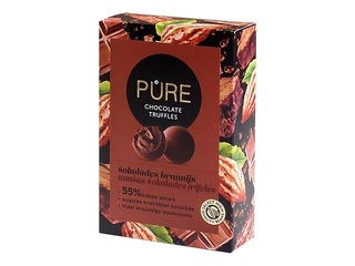 Tumšās šokolādes trifeles Pure Chocolate ar šokolādes braunija krēma pildījumu, 148g