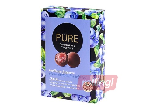 Трюфели из молочного шоколада Pure Chocolate с начинкой из чернично-йогуртового крема, 148г