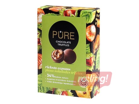 Piimašokolaaditrühvlid Pure Chocolate pähkliküpsisekreemi täidisega, 148 g