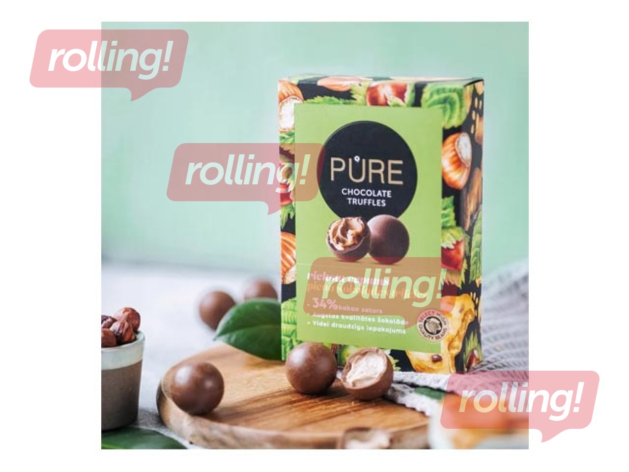 Piimašokolaaditrühvlid Pure Chocolate pähkliküpsisekreemi täidisega, 148 g